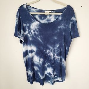 Alkamy Women's Tie Dye Flutter Short Sleeve Tshirt Medium